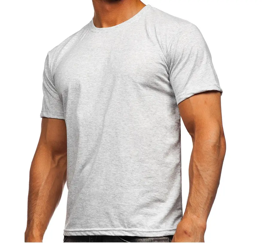 Yüksek kaliteli düz renk 210gsm boşlukları pamuk özel baskılı düz yuvarlak boyun T Shirt grafik T Shirt
