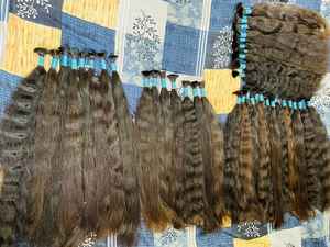 Cheveux humains bruts indiens de qualité supérieure vierges, ondulés, droits, non traités, vente en gros d'extensions de machine en vrac - Product Image 3