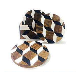 Unfinished Natural <b>Wood</b> <b>Pieces</b> Small <b>Wood</b> Slices Bulk Custom Classic Eco-Friendly Marble <b>Wood</b> Coaster Set Handmade - Product Image 4