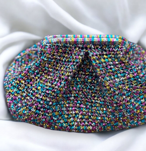 Bolso de mano de ganchillo de rafia metálica de lujo, bolso de fiesta, regalo hecho a mano para su bolso de rafia de ganchillo tejido a mano - Product Image 2