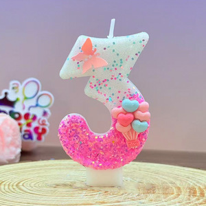 Glitter Number Birthday <b>Candle</b> Paraffin Wax Cake Decoration Unscented Single Wick Party Cake <b>Candle</b> - Product Image 4