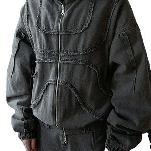 Sweat à capuche oversize en denim léger, écologique, tendance, très demandé, personnalisé, pour homme, décontracté, hip-hop, délavé à l'acide - Product Image 3