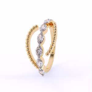 Delicado dualidad doble fila laboratorio crecido anillo de diamantes anillos de banda dos diamantes incrustados banda entrelazada anillos elegante joyería fina - Product Image 6