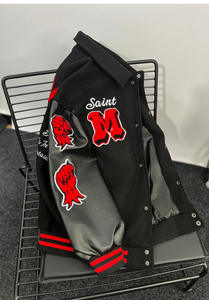 Veste à manches en cuir universitaire pour hommes, modèles les plus populaires personnalisés, vestes pour hommes à motif de lettres brodées du baseball universitaire - Product Image 4