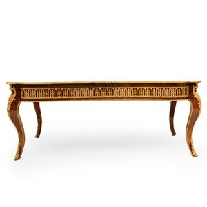 Mesa de Centro Rectangular de Lujo con Incrustaciones Florales de Madera y Detalles en Latón Dorado Antiguo para Salas de Estar Clásicas - Product Image 2