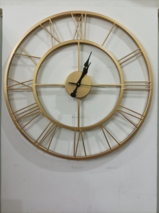 Reloj de pared de Metal con acabado de capa de polvo dorado Vintage con números romanos, diseño silencioso sin tictac, Marco abierto para decoración para sala de estar - Product Image 2