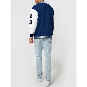 Chaqueta Universitaria Premium para Hombre, Chaqueta Bomber de Béisbol con Letras de Color Sólido, Chaqueta de Invierno Cálida Estilo Universitario - Product Image 2