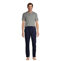 Conjunto de Pijama Casual de Verano para Hombre, 100% Algodón, Rayado, 180 GSM, Felpa Biowashed, Sin Mangas, Largo, Ropa de Dormir Sostenible y Cómoda