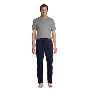 Abbigliamento Casual estivo set <span class=keywords><strong>pigiama</strong></span> in <span class=keywords><strong>cotone</strong></span> naturale 100% a righe pantaloni lunghi da uomo indumenti da notte comodi da uomo - Product Image 5