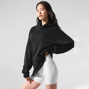 Sudadera con capucha de manga larga para mujer de alta calidad transpirable estilo informal logotipo frontal impreso bolsillo cómodo otoño pulóver Sudadera con capucha - Product Image 1