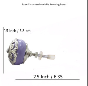 Poignées européennes de luxe en laiton antique en céramique, fleur en filigrane marocaine, poignées violettes pour armoires, commodes et cuisines - Product Image 3