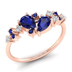 REYES personalizado encantador anillo de moissanita de oro de 14 quilates de alta calidad zafiro azul piedra preciosa regalo de aniversario de lujo para mujeres - Product Image 2