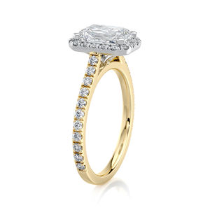 Anillo de Compromiso con Halo de Diamantes Cultivados en Laboratorio, Corte Radiante, 2.15 CTW, Banda Pavé, Oro Sólido de 14 Quilates con Baño de Rodio, Regalo de Boda - Product Image 4