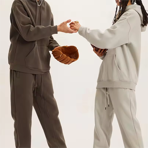 Custom Sweat <b>Jogger</b> Stacked Pants Track Suit Set Tracksuit Sweatsuit Puff Print <b>Crop</b> Top Hoodie and Sweatpants Set for Men - Product Image 2