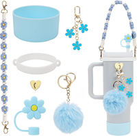 1 pièce Ensemble d'accessoires colorés en silicone écologique pour gobelet de fête, support à rouge à lèvres et couvercle de tasse motif cœur