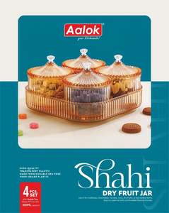 Shahi Dry Fruit Jar Set with Tray 500ml Airtight BPA Free Food Container for Gifting <b>Square</b> <b>Kitchen</b> Storage Box - Product Image 3