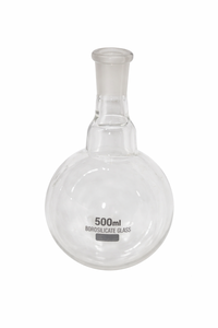 Frasco de Vidrio Borosilicato de 500 ml, Fondo Redondo, Cuello Único, Pared Gruesa con Junta Esmerilada de 24/29 mm para Uso en Laboratorio - Product Image 2
