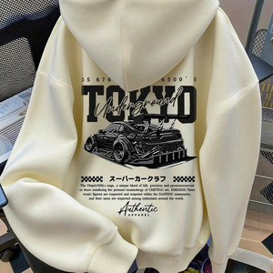 Sudadera con Capucha con Gráfico de Carreras de Fórmula Ferrari, Algodón Premium, Diseño Deportivo, Corte Holgado, Estampado de Alto Impacto, Uso Diario - Product Image 4