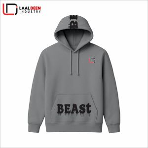 เสื้อฮู้ดกราฟิกสำหรับผู้ชายโอเวอร์ไซส์ผ้าคอตตอน100% แบบเรียบปักโลโก้ด้านหน้าแบบตะเข็บตะเข็บ - Product Image 1