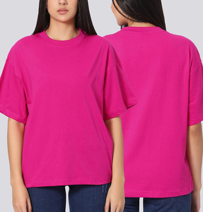 Venta al por mayor 100% algodón de alta calidad hecho a medida Color sólido camiseta para mujeres bordado personalizado Logo Streetwear camiseta - Product Image 3