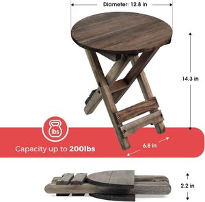 Mesa pequeña portátil para patio, mesa auxiliar plegable para exteriores con tapa de madera, mesa decorativa de extremo de café para sala de estar, dormitorio, uso - Product Image 5
