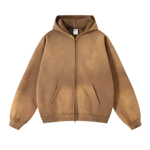Survêtements 2 pièces à capuche unisexe personnalisés pour hommes, sweats à capuche délavés au soleil en polaire à épaules tombantes - Product Image 3