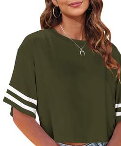 Women's Loose Baggy Oversized Crop <b>Top</b> Breathable Summer T Shirt Custom Logo Korean Style Jersey Casual Short Sleeve Streetwear - Product Image 4