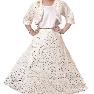 Best Quality Latest Design Stylish Look Detachable Jacket Fur Gown Dress For Girls Dress 3-10Years In Stock Item Made In India