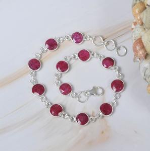 India Best Quality Tennis Beacelet Handmade Exquisite Tennis <b>Solid</b> 925 Sterling Silver Bracelet with Fine Ruby Gemstone Jewelry - Product Image 4