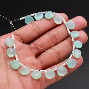 Vente chaude Aqua Calcédoine Perles Belle Naturel Bleu Gemme Coeur Forme Briolette pour La Fabrication De Bijoux Pierre Artisanat Matériel - Product Image 4