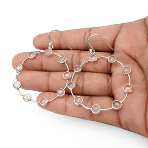 สินค้ามาใหม่ต่างหูแบบแข็งทำด้วยมือทำด้วยมือทำจากเงิน925อัญมณีควอตซ์สีธรรมชาติแบบแข็งเครื่องประดับต่างหูแบบห้อยสุดหรูสำหรับผู้หญิงขายส่ง - Product Image 3