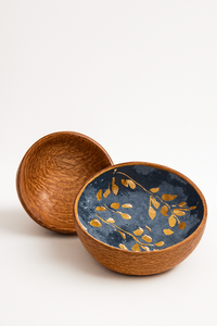 ชามเสิร์ฟทำจากไม้ทำมือพร้อมศิลปะดอกไม้สีฟ้าศิลปะนามธรรมเครื่องใช้บนโต๊ะอาหารสุดหรูเน้นข้อความ - Product Image 2