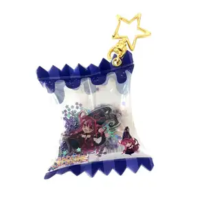 Huandao Kawaii crème glacée sacs de bonbons gonflables porte-clés sac de bonbons acrylique charme Anime Transparent acrylique porte-clés