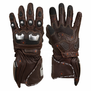 Motorcycle Long Racing <b>Gloves</b> Dark Brown Genuine Leather Ski Sports Protective Waterproof Breathable Street Biker <b>Gloves</b> - Product Image 1