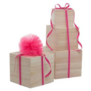 Natural Wood Cube Box <b>Set</b> Eco-Friendly Solid Pine MDF for Sushi Food Crafts Gift Boxes <b>Square</b> Laser/Engraved/Stamped Design - Product Image 1