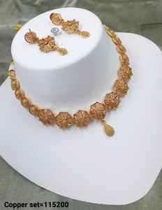 <b>INDIAN</b> TRADITIONAL and FASHIONABLE COPPER JEWELLERY BRIDAL WEDDING JEWELLERY <b>SET</b> for WOMEN EARRINGS and <b>NECKLACE</b> <b>SET</b> - Product Image 1