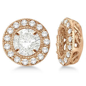 Boucles d'oreilles vintage en or rose 14 carats avec diamants ronds de 0,34 carat, élégantes boucles d'oreilles vintage en diamants - Product Image 2