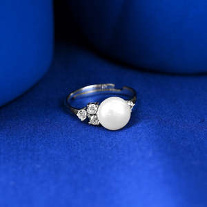 Anillos de Plata de Ley 925 de Primera Calidad para Mujer, Diseño Geométrico con Perla, Estilo Romántico, Baño de Rodio, para Regalo - Product Image 2