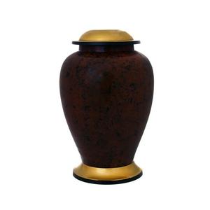 Urnes de crémation pour adultes en laiton de haute qualité avec une belle gravure en émail brun doré fini pour les cendres humaines urnes funéraires en métal - Product Image 4