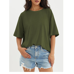 Venta al por mayor de fábrica, camisetas sólidas ligeras de secado rápido para mujer, tela de lona, Impresión de logotipo personalizado, estilo Streetwear - Product Image 5