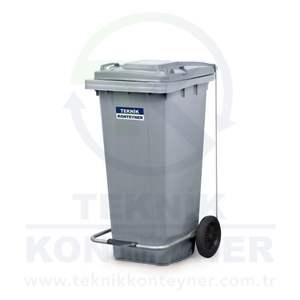 Fabricant turc Conteneur à déchets en plastique écologique 120L avec pédale Couleur gris - Product Image 3