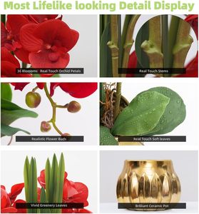 THAOF-047 3D ดอกกล้วยไม้ปลอม9หัวสูง38นิ้วทำจากผ้าไหมสำหรับเทศกาลอีสเตอร์คริสต์มาส - Product Image 6