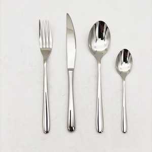 Juego de cubiertos de lujo plateado de acero inoxidable de nuevo diseño con juego de cubiertos moderno de diseño real único para el hogar del restaurante - Product Image 2