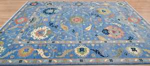 Tapis en laine pure tissés à la main, laine filée à la main, tapis de qualité supérieure, design Ushak, couleur unie, antidérapant, lavable, taille personnalisée, sol de la maison - Product Image 5