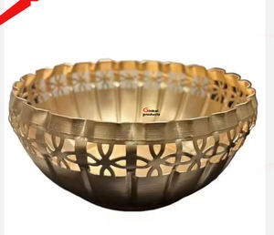 Tazón de fruta de diseño de acero inoxidable con acabado dorado de buena calidad para hotel, hogar, restaurante y bar - Product Image 1