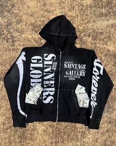 Sudaderas con Capucha Unisex de Invierno con Cremallera, Personalizadas al por Mayor, de Spandex/Algodón, con Diseño Impreso, Servicio OEM, Estilo Urbano Holgado - Product Image 2