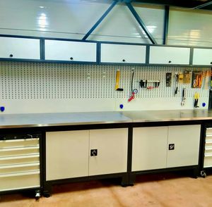 Banc de travail en métal ESD professionnel robuste personnalisé pour atelier industriel, construction hautement durable, composants de moteur - Product Image 2