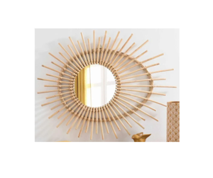 Espejo de ratán Espejos Decoración de pared Venta caliente Artesanía Estilo ecológico Espejo de ratán 100% color natural para decorar la pared Hogar - Product Image 5