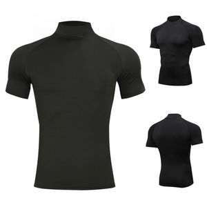Fitness compression t-shirt hommes gym entraînement entraînement course vêtements de sport couche de base respirant ajustement serré séchage rapide haut athlétique - Product Image 1