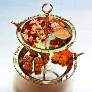 Luxury Two Tier Gold and Silver Serving Cake <b>Stand</b> with Bird Accents Round <b>Cupcake</b> Dessert Fruit Tray for Weddings Cake Tool - Product Image 4